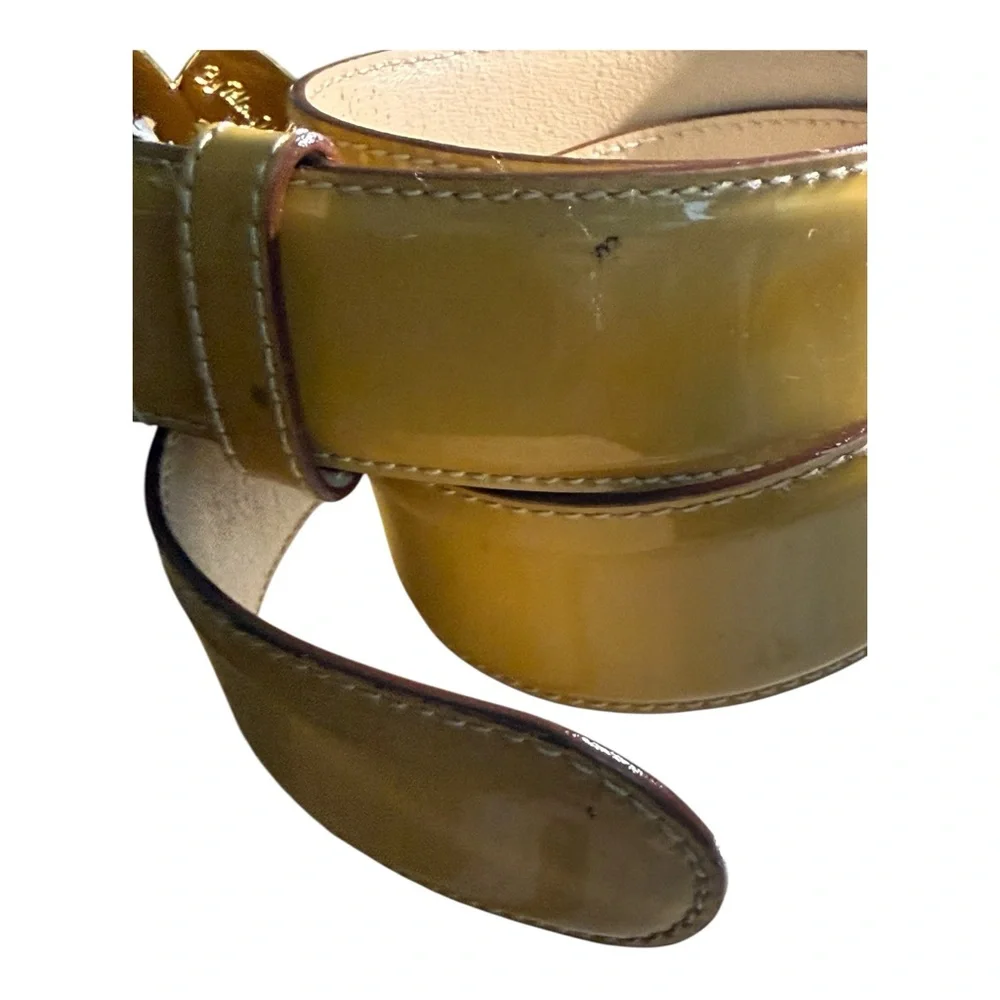 Paloma Picasso Gold and Beige Patent Leather Vintage Belt L/80‎